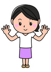 女の子01_01（笑顔・両手・パー）