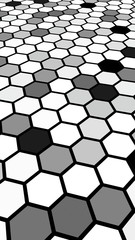 Honeycomb gray colored. Perspective view on polygon look like honeycomb. Isometric geometry. 3D illustration