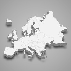 Europe 3d map of europe Template for your design - obrazy, fototapety, plakaty