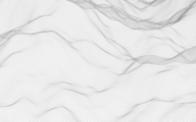 Fototapeta na wymiar Abstract landscape on a white background. Cyberspace grid. hi tech network. 3d illustration