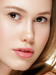 Healthy skin close up face clean fresh beauty make up woman