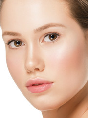 Obraz premium Healthy skin close up face clean fresh beauty make up woman