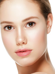 Obraz premium Healthy skin close up face clean fresh beauty make up woman