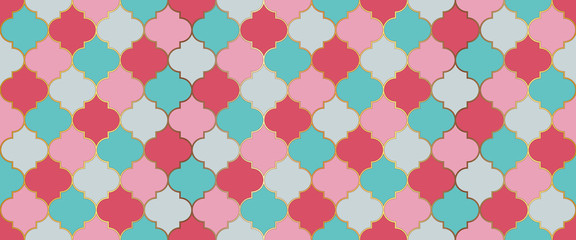 Seamless Moroccan Mosaic Ornament. Turkish Mosque Window Grid. Ramadan Kareem 