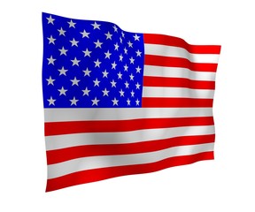 Waving flag of the United States of America. Stars and Stripes. State symbol of the USA. 3D illustration