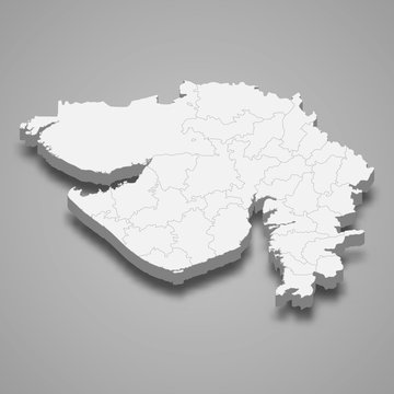 gujarat 3d map state of India Template for your design