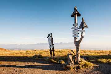 Hiking sign in National park Low Tatras, Kralova hola, Slovakia © Filip