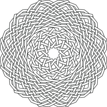 Dodecagram with mandala ornament clock pattern circular dodecagon geometry background vector coloring book
