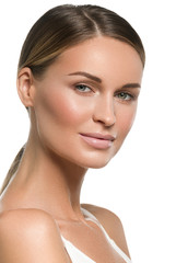 Obraz premium Healthy skin tanned beauty woman face close up