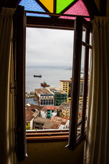view of the sea from the window Valparaiso - Chile