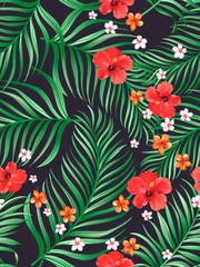 Trendy vector pattern in tropical style. Seamless botanical print for textile, print, fabric on hand drawn background.
