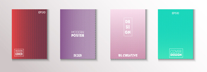 Folded Minimal Cover Vector Set. Funky Magazine Page. Modern Flyer 