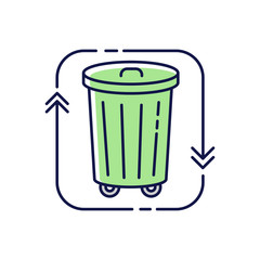 Waste disposal RGB color icon. Recycle garbage. Reduce trash. Junk management and separation. Environmental pollution. City infrastructure. Litter for compost. Isolated vector illustration