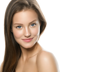 Naklejka premium Fresh healthy skin woman spa concept face clean skin beauty