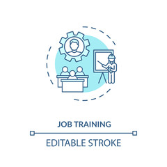 Job training turquoise concept icon. Professional education. Company employers mentoring thin line illustration. Career coaching service. Vector isolated outline RGB color drawing. Editable stroke