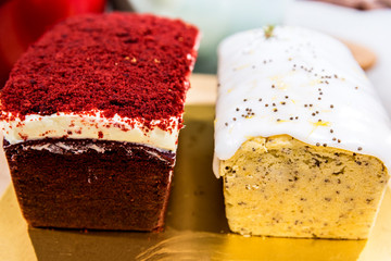 Lemon cake and apple cake, ready to eat delicious sweet flavor