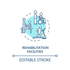 Rehabilitation facilities turquoise concept icon. Rehab clinical center. Physiotherapy thin line illustration. Medical rehabilitation. Vector isolated outline RGB color drawing. Editable stroke