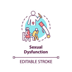 Sexual dysfunction concept icon. Male health problem, medical issue. Decreased libido, erectile dysfunction idea thin line illustration. Vector isolated outline RGB color drawing. Editable stroke