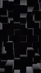 Obraz premium Abstract dark elegant cube geometric background. Chaotically advanced rectangular bars. 3D Rendering, 3D illustration