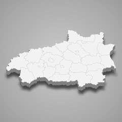 Obraz premium Ivanovo Oblast 3d map region of Russia Template for your design