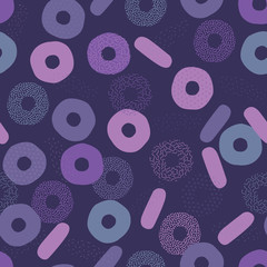 Playful abstract shapes, textured polka dot seamless pattern. Vector repeat. Perfect for fashion, home, stationary, kids. 