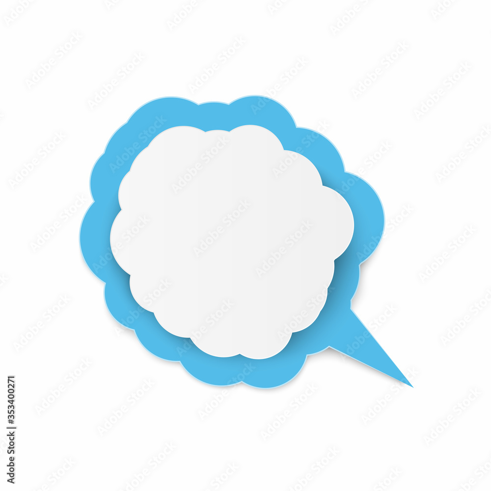 Poster paper art with cloud. copy space. speech bubble, white blank hanging.