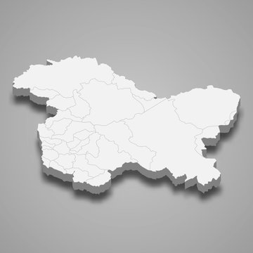 jammu and kashmir 3d map state of India Template for your design