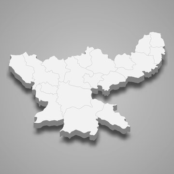 jharkhand 3d map state of India Template for your design