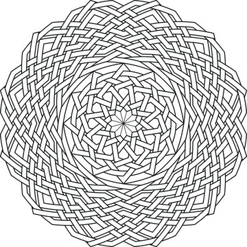 Dodecagram with mandala ornament clock pattern circular dodecagon geometry background vector coloring book
