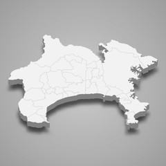 kanagawa 3d map prefecture of Japan Template for your design