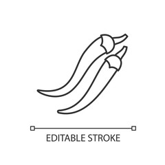 Chilli pepper pixel perfect linear icon. Mexican food. Fresh vegetable. Jalapeno for salsa. Thin line customizable illustration. Contour symbol. Vector isolated outline drawing. Editable stroke