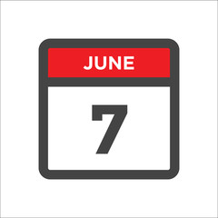 Fototapeta premium June 7 calendar icon with day of month