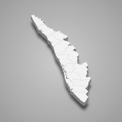 Kerala 3d map state of India Template for your design