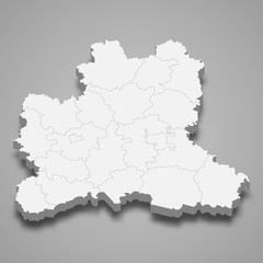 Lipetsk Oblast 3d map region of Russia Template for your design