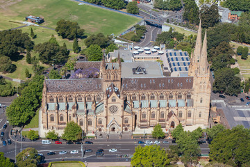 Fototapeta na wymiar Aerial View of Sydney Looking East Towards Hyde Park