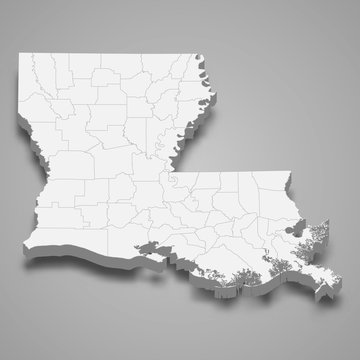 louisiana 3d map state of United States Template for your design