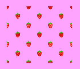 Red small strawberry vector pattern