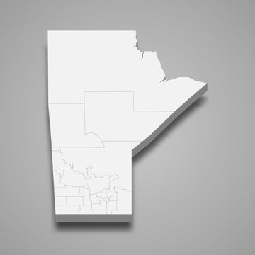 Manitoba 3d map province of Canada Template for your design