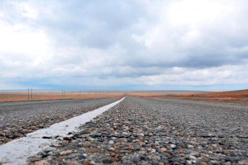 Fototapeta na wymiar the road in the steppe
