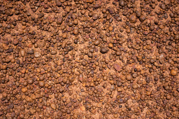 The background of small brown grit on a dirt road