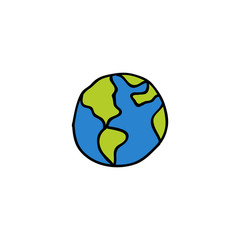 Earth planet doodle icon