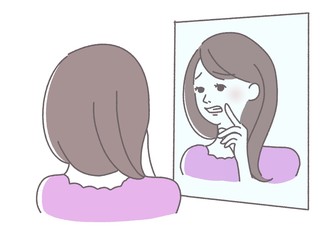 黄ばみ　ステイン　虫歯　女性　イラスト