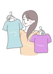 身支度　衣替え　用意　衣類　女性　イラスト