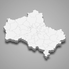 Moscow oblast 3d map region of Russia Template for your design