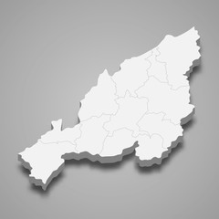 Nagaland 3d map state of India Template for your design