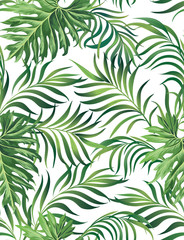 Jungle vector pattern with tropical leaves.Trendy summer print. Exotic seamless background.