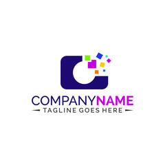 Fototapeta premium Camera Pixel Logo Concept