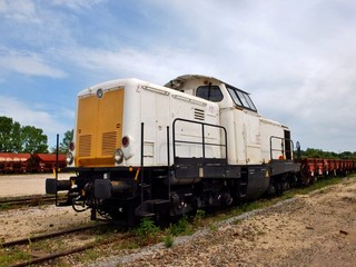 Fototapeta na wymiar Locomotive d'un train de marchandises.