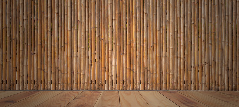 Room bamboo fence or wall texture background  for interior decoration .used as background studio wall for display your products.