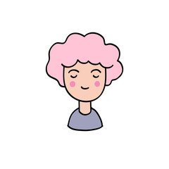 girl or boy doodle illustration icon